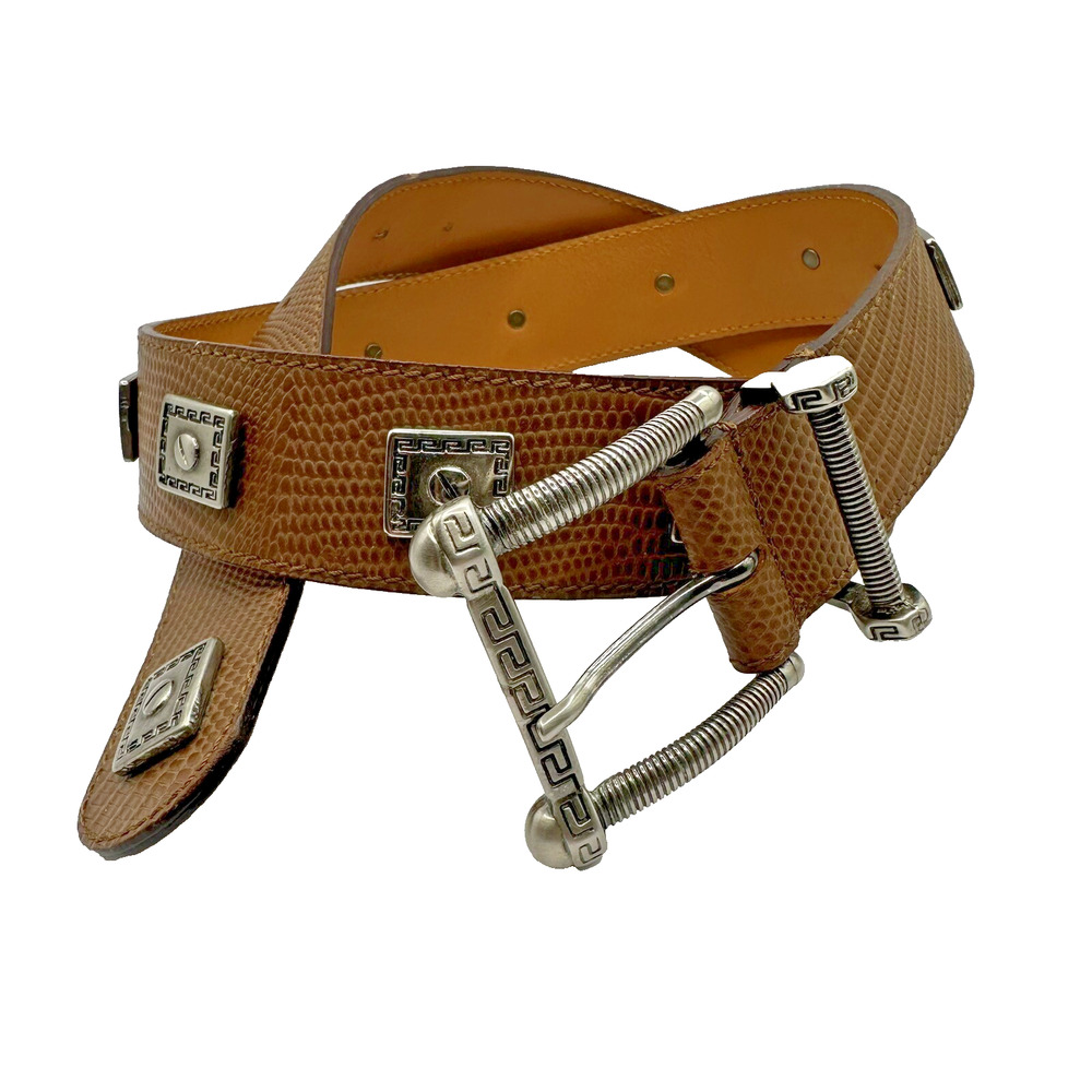 VITANUOVA 1521 Leather Belt Reptile Western Studded Aztec ITALY Sz M 35-39 in